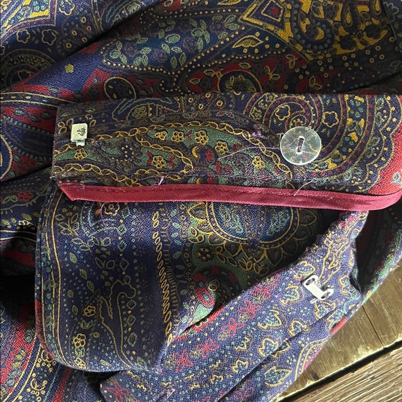 Vintage Paisley Midi Skirt Equestrian Fall Red Navy Green Gold Size 12 - Picture 13 of 16